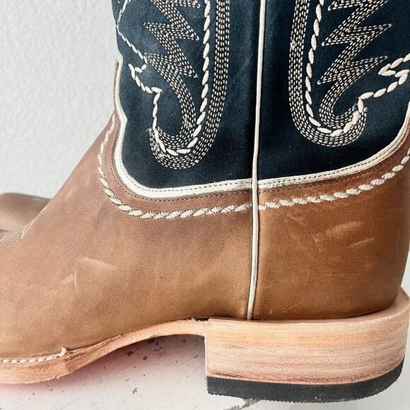 Lane RODEO HOUSTON Mens Cowboy Boots Size 12.5B Brown Leather Western Blunt Toe - Picture 5 of 14